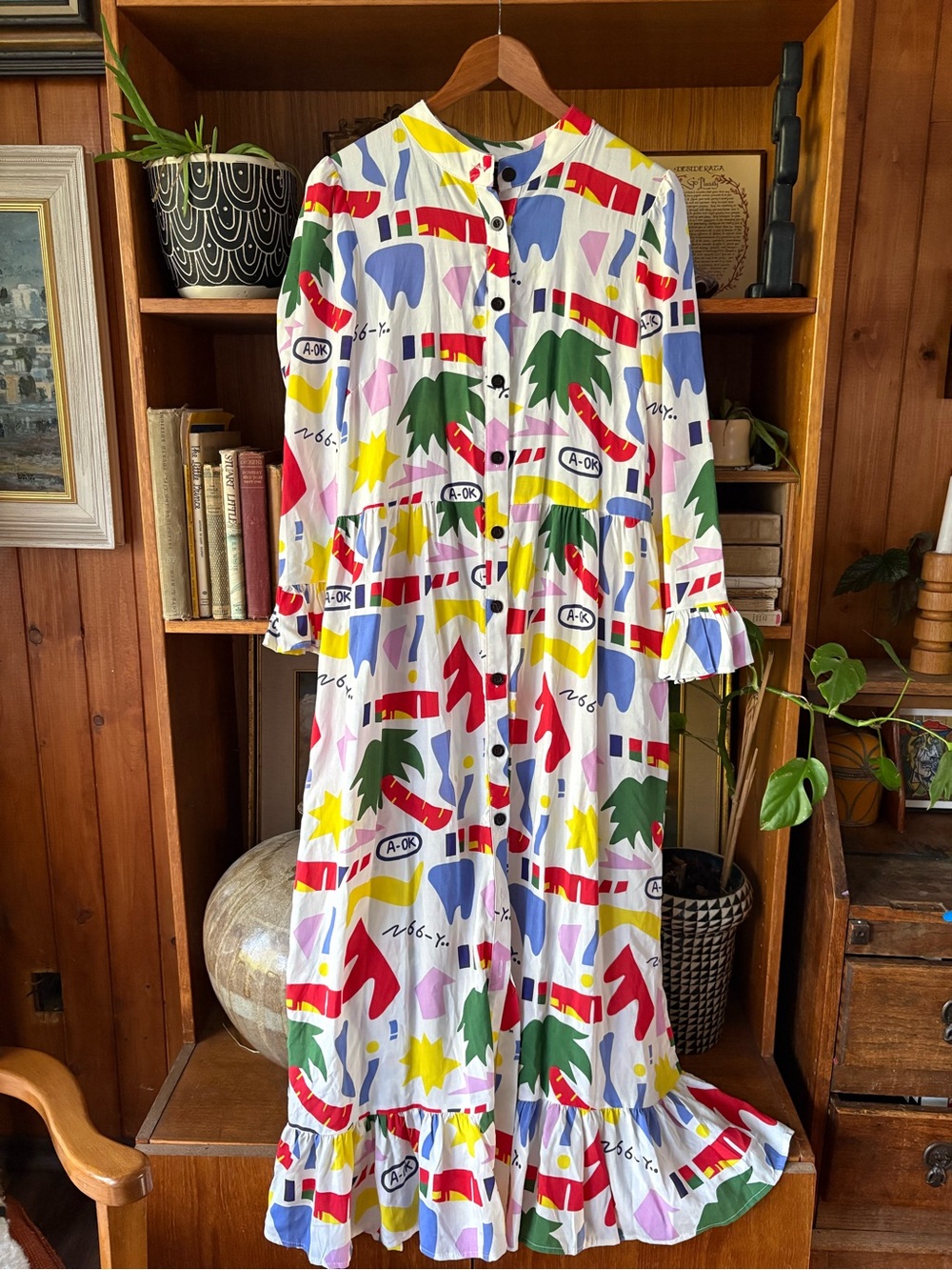 Nooworks A.OK Avant Garde Abstract Maxi Dress M